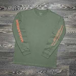 MAHARISHI Script Logo Print Longsleeve Shirt Olive Green size Medium - Picture 1 of 10