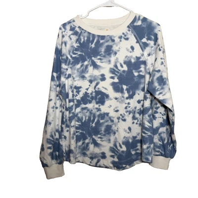 C&C California Sweatshirt Women's Medium Blue Tie Dye Terry Crew Pullover - Image 1 of 4