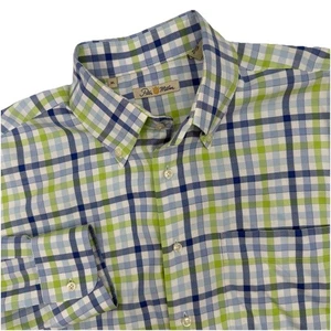 Peter Millar Langarm Button Down Hemd grün blau kariert Herren Größe XL Baumwolle - Bild 1 von 8