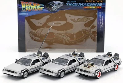 DMC DeLorean LK Coupe - 3 Cars / Triology Pack - Back to Future - WELLY 1:24 - Photo 1/4
