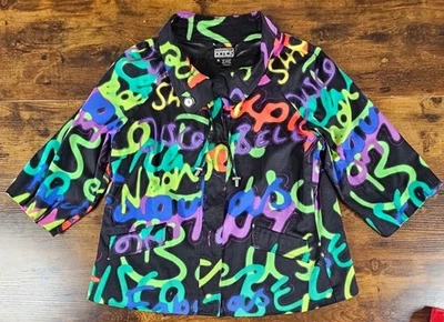 Berek 2 Black and Neon Snap Button Jacket Vintage 80's 90's Party XL - Image 1 of 4