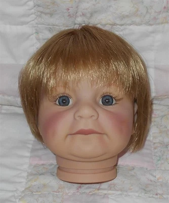 Lee Middleton 14" Hard Vinyl Doll Head from LOOK WHAT I DID Blue Eyes Strawberry - Image 1 of 4