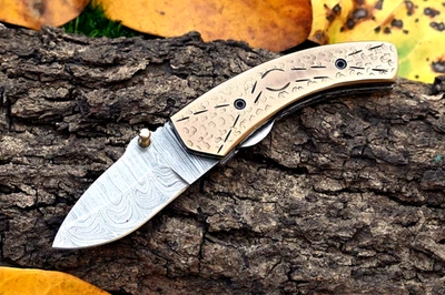 СДЕЛАННЫЙ НА ЗАКАЗ РУЧНОЙ КОВКИ ИЗ ДАМАССКОЙ СТАЛИ СКЛАДНОЕ ЛЕЗВИЕ КАРМАННЫЙ НОЖ ZS 428 - Изображение 1 из 4