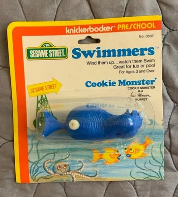 Sesame Street Swimmers Wind Up Cookie Monster 3.5” Figure Knickerbocker 1979 - Image 1 of 4