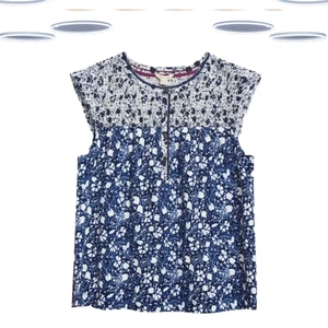 Ex White Stuff Women’s Sleeveless Floral Jersey Top in Blue Multi (Defect) - Picture 1 of 2