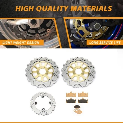 For Kawasaki Front Rear Brake Rotors Pads ZX-9R Ninja 900 1998-1999 ZX-6R 98-01 - Image 1 of 4