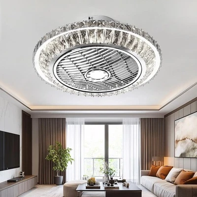 Crystal Ceiling Fan, 72W Dimmable LED, Adjustable Speed, Remote, Modern Style - Image 1 of 4