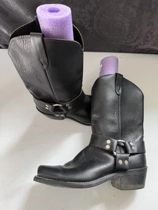 Vintage Engineer Biker Boots Schwarz Leder Herren 9,5 Schnallenriemen Rutschfest - Bild 1 von 11