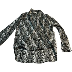 Pleione Snake Print Long Sleeve Blouse Top Small Petite SP Animal - Picture 1 of 7
