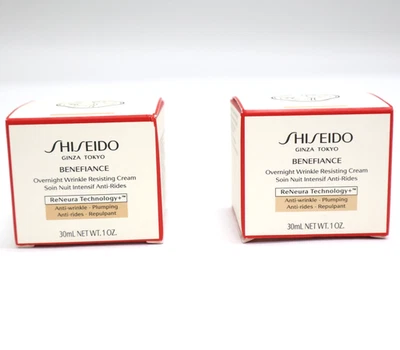 New Lot of 2 Shiseido Benefiance Overnight Wrinkle Resisting Cream 30ml