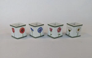 4 Villeroy & Boch Porcelain Botanical Flora Floral Napkin Square Rings Flowers - Picture 1 of 9