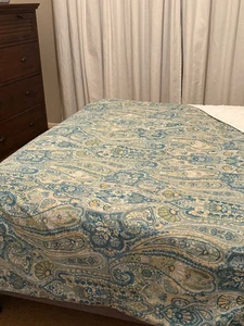 PotteryBarn Rosalie Queen Duvet & 2 Euro Shams Paisley Beach Coastal Boho Summer - Picture 1 of 14