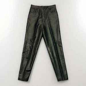 Pantalones de cuero para mujer Ann Taylor vintage años 80 talla 10 forrados en negro hechos en EE. UU. USADOS EN EXCELENTE ESTADO - Imagen 1 de 16