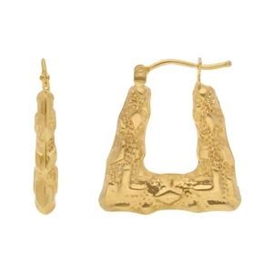 Neu 9 kt Gelbgold gemustert Handtasche Stil Creolen Ohrringe 9 kt Gold für Sie - Bild 1 von 1