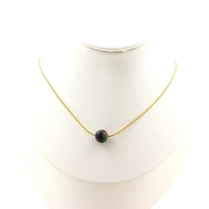 Collier 1 perle Epidote d'Australie 8 mm chaine en acier doré inoxydable - Imagen 1 de 3