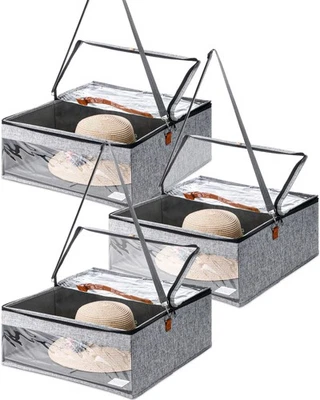 3 Piezas Cajas de Almacenamiento de Sombreros, Estuche de Viaje para Sombreros, Organizador de Sombreros con Tapas Sombrero de Vaquero... Foto 1 de 4