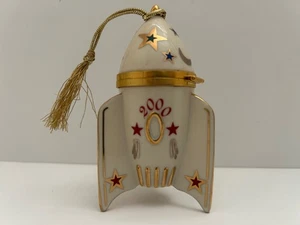 2000 Lenox Commemorative Rocket Ship Christmas Ornament/Trinket Box Porcelain! - Picture 1 of 13