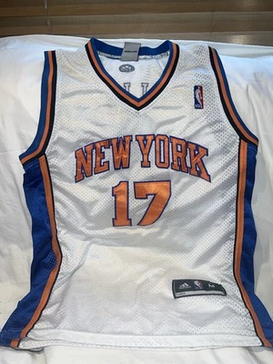 Camiseta Jeremy Lin Adidas NY Knicks Mediana Blanca Naranja Azul Bordada Para Hombre NBA Foto 1 de 4