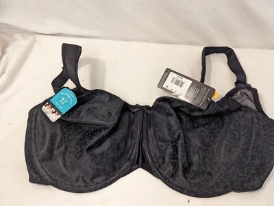 NEW Bali Black Women's Satin Tracings Underwire Minimizer Bra 3562 38DD 38 DD - Image 1 of 4