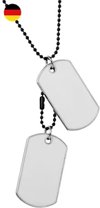 Schmuck Herren Halskette mit Gravur, 2 Militärischen Erkennungsmarken Armee Stil - Bild 1 von 5