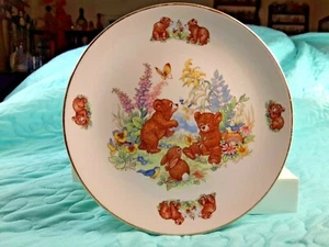 Vintage Staffordshire James Kent Teddy Bears 7" Child's Plate Made in England - Picture 1 of 12