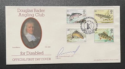 1983 Douglas Bader Angling Club Bradbury FDC. Signed by the Earl of Gainsborough - Image 1 of 2