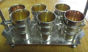Vintage Set of 12 Silver Plated Mint Julep Cups and Holder