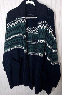 Abrigo de esquí Lane Bryant para mujer CÁRDIGAN LARGO 22 24 generoso azul marino verde NUEVO Foto 1 de 4