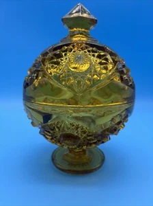 Vintage Kemple Glas Bernstein Kopote Bonboniere - Bild 1 von 13