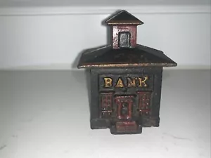 Antigua moneda de banco cúpula de hierro fundido J&E Stevens, cerdito, edificio - 3,5" - Imagen 1 de 7
