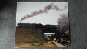 ++ Blechschild ca. 39x34cm BR 44 + 64 289 mit Personenzügen Brücke NEU - Bild 1 von 1