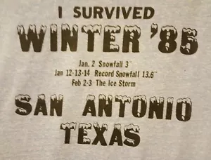 I Survived Winter '85 PRE-OWNED San Antonio, TX Size Large T-Shirt - Picture 1 of 9