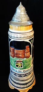 Piedra de cerveza musical alemana vintage con tapas de peltre #2 Ich hab mein Herz Heidelberg - Imagen 1 de 8