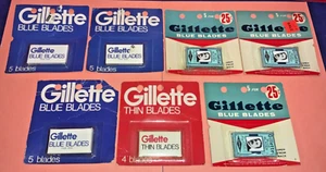 Vintage Gillette Blue Blades (6) & Thin Blades (1) - UNOPENED - AS IS - Picture 1 of 4