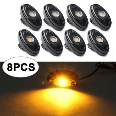 LED Rock Lamp Yellow Fit JEEP ATV Off-Road Truck Under Body Trail Rig Bar - Image 1 of 4