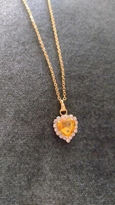 Gold necklace with yellow topaz gemstone - Picture 1 of 2
