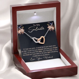 To My Soulmate Verlobungsgeschenk Interlock Herz Halskette zum Geburtstag Valentinstag - Bild 1 von 5