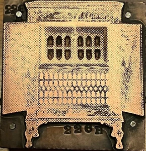 Antique Home Heater Queen Anne Style Letterpress Print Block Brass Ornate - Picture 1 of 1