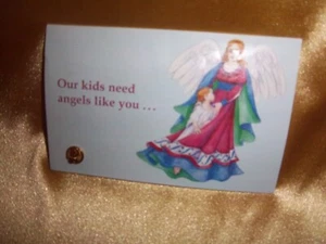 "Our Kids Need Angels Like You”w/ Silver Cross with Chain and Flower Metal Pin - Picture 1 of 3