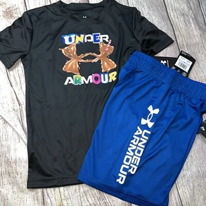 Under Armour Boys Size 6 Chocolate Milk Blue Black Outfit Set NEW - Picture 1 of 1