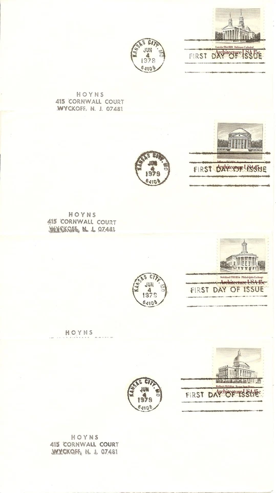 US Scott # 1779-1782 American Architecture.Set Of 4, No cachet. - Image 1 of 1