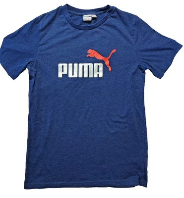 Camiseta Puma Juvenil XL Azul Logo Cuello Redondo Algodón Informal Estampado Gráfico Gato Foto 1 de 4