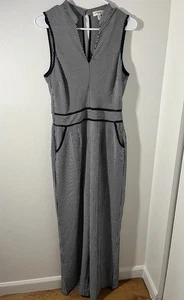 Monteau Damen großer ärmelloser Pansuit/Strampler Einteiler blau weiß gestreift - Bild 1 von 5