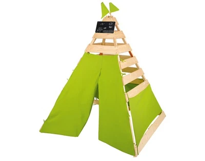Playtive Spielzelt Tipi draußen Kinderzelt Tafel Echtholz Outdoor 2 Fahnen - Bild 1 von 4