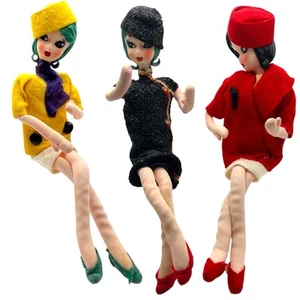 RARE MCM 3 Vintage 1960s Handmade 12” Japanese Big-Eyed Posable “Teenager Dolls” - Picture 1 of 17