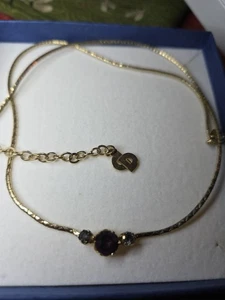 Collar vintage Christian Dior dorado 3 piedras 15 pulgadas - Imagen 1 de 7