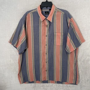 Countess Mara Mens Button Shirt Pink Blue Stripe XL Cotton Short Sleeve VTG 90s - Picture 1 of 8
