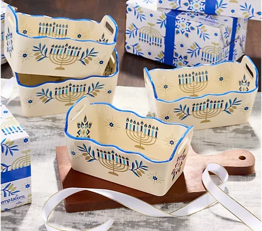 Mini panelas de pão Temp-tations 4 peças luzes festivas Hanukkah - Imagem 1 de 1