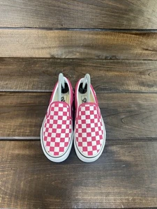VANS Maroon & White Checkered Slip On Shoes Sneakers Women Size 6.5 - Picture 1 of 16