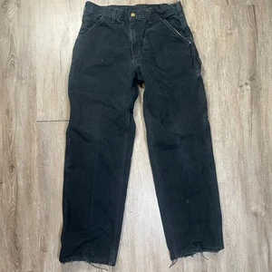 Pantalones de carpintero Carhartt B11 para hombre 32x29 ajuste neutro negro de lona - Imagen 1 de 9
